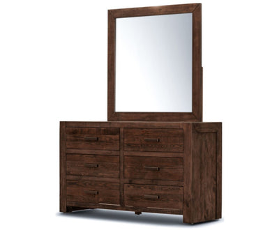 Catmint Dresser Mirror 6 Chest of Drawers Tallboy Storage Cabinet - Grey Stone