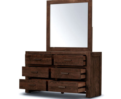 Catmint Dresser Mirror 6 Chest of Drawers Tallboy Storage Cabinet - Grey Stone