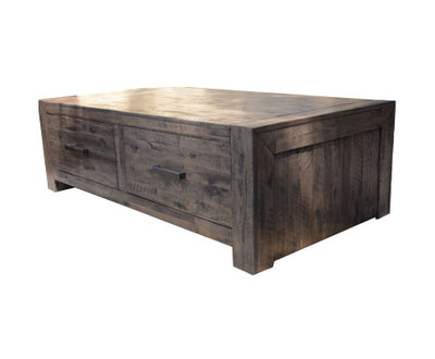 Catmint Coffee Table 127cm 2 Drawer Solid Acacia Wood - Stone Grey