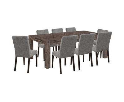 Catmint 9pc Dining Set 210cm Table with 8 Solid Wood Fabric Chair