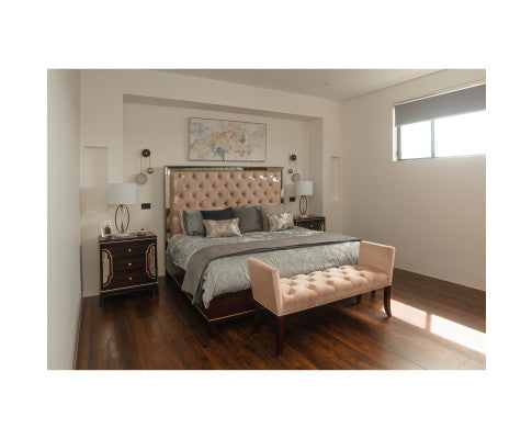 Scarlet 4pc Queen Bed Frame Bedroom Suite Timber Bedside Tallboy Package Set