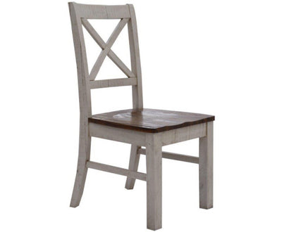 Erica X-Back Dining Chair Set of 6 Solid Acacia Timber Wood Hampton Brown White