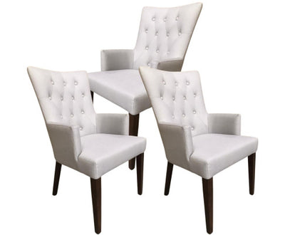 Florence Set of 3 Carver Fabric Dining Chair French Provincial Solid Timber