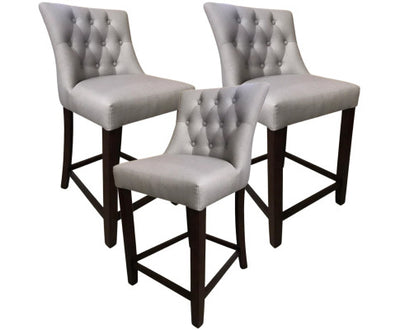 Florence 3pc High Fabric Dining Chair Bar Stool French Provincial Solid Timber