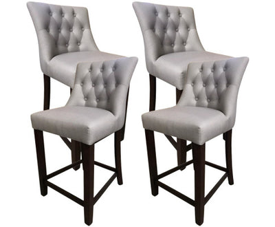 Florence 4pc High Fabric Dining Chair Bar Stool French Provincial Solid Timber