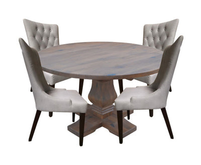 Florence 5pc Round Dining Table Set 135cm 4 Fabric Chair French Provincial