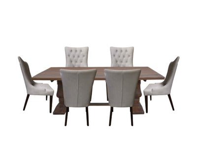 Florence 7pc Dining Table Set 180cm with 6 Fabric Chair French Provincial