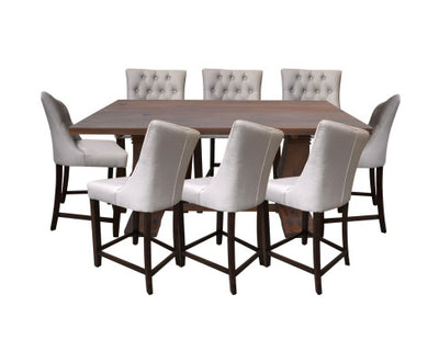 Florence 9pc High Dining Table Set 200cm 8 Fabric Chair French Provincial