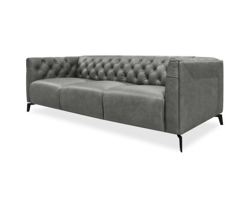 Luxe Genuine Forli Leather Sofa 3.5 Seater Upholstered Lounge Couch - Dark Grey