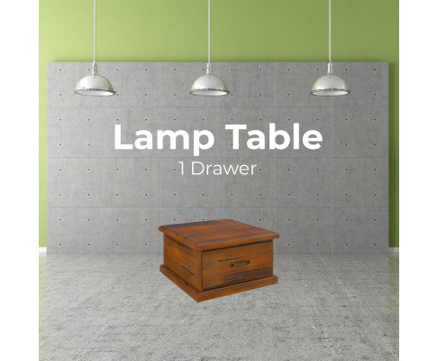 Umber Lamp Table Solid Pine Wood 1 Drawer Coffee Side Desk Sofa End - Dark Brown