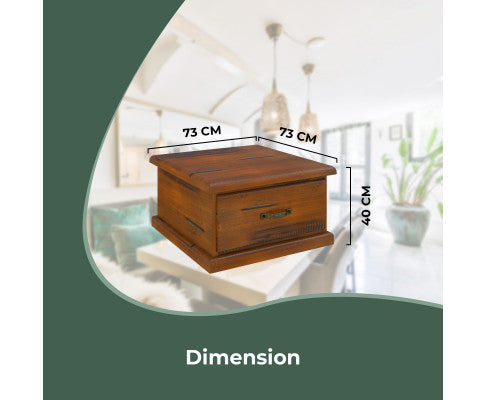 Umber Lamp Table Solid Pine Wood 1 Drawer Coffee Side Desk Sofa End - Dark Brown