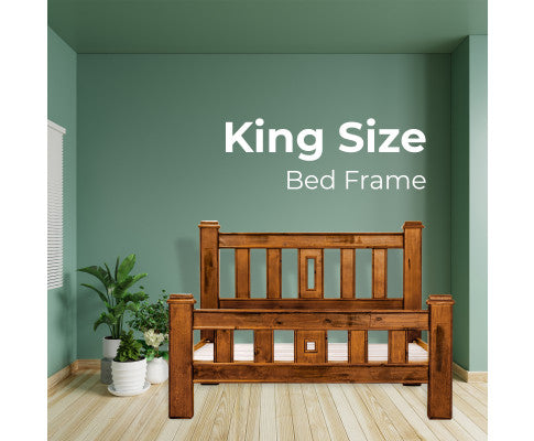 Umber Bed Frame King Size Mattress Base Solid Pine Timber Wood - Dark Brown