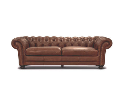 Sonny 3+2.5 Seater Genuine Leather Sofa Chestfield Lounge Couch - Butterscotch