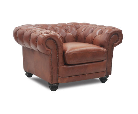 Sonny 1 Seater Genuine Leather Sofa Chestfield Lounge Couch - Butterscotch