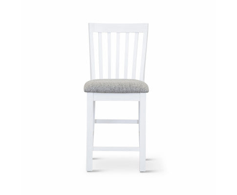 Laelia Tall Bar Chair Stool Set of 8 Solid Acacia Wood Coastal Furniture - White
