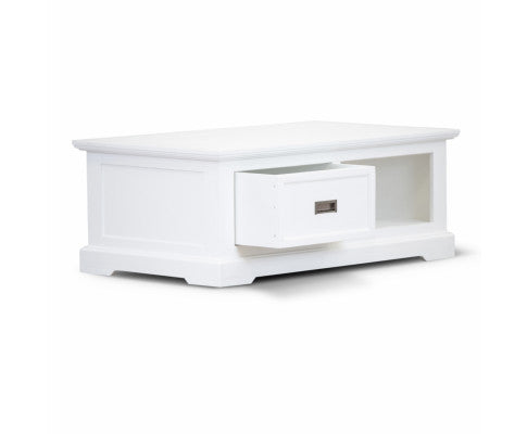 Laelia Coffee Table 120cm Solid Acacia Timber Wood Coastal Furniture - White
