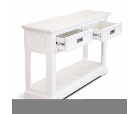 Laelia Console Hallway Entry Table 125cm Solid Acacia Timber Wood Coastal -White