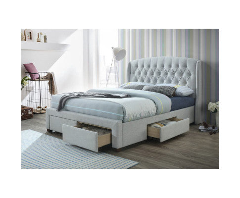 Honeydew Queen Size Bed Frame Timber Mattress Base With Storage Drawers - Beige