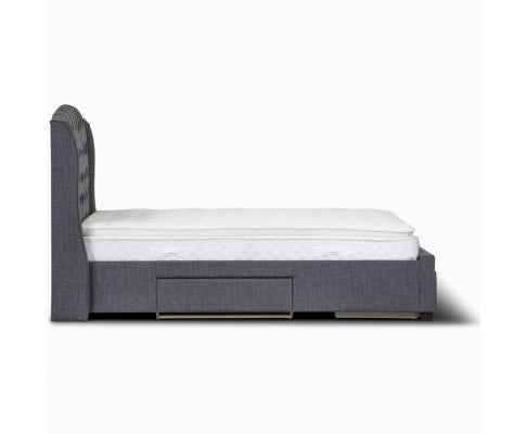 Honeydew Double Size Bed Frame Timber Mattress Base With Storage Drawers - Grey