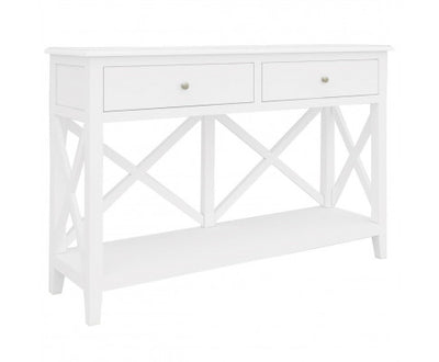 Daisy Console Hallway Entry Table 120cm Solid Acacia Timber Wood Hampton - White