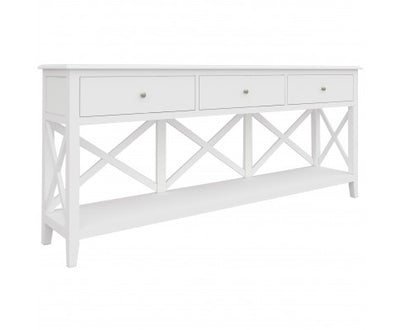 Daisy Console Hallway Entry Table 176cm Solid Acacia Timber Wood Hampton - White