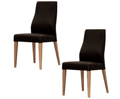 Rosemallow Dining Chair Set of 2 PU Leather Seat Solid Messmate Timber - Black