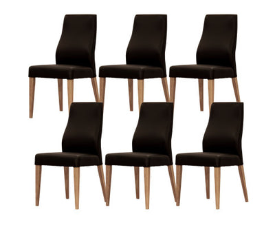 Rosemallow Dining Chair Set of 6 PU Leather Seat Solid Messmate Timber - Black