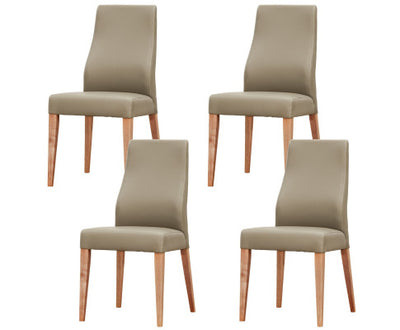 Rosemallow Dining Chair Set of 4 PU Leather Seat Solid Messmate Timber - Silver