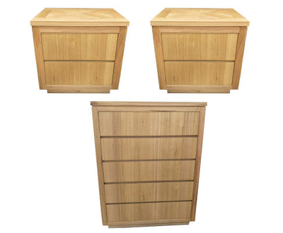 Rosemallow 2pc Bedside 1 Tallboy Bedroom Package Chest of Drawers Set Cabinet
