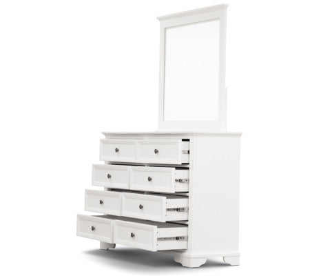 Celosia 4pc Bedside Dresser Mirror Bedroom Chest of Drawers Set Cabinet - White