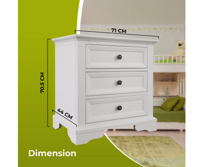 Celosia 4pc Bedside Dresser Mirror Bedroom Chest of Drawers Set Cabinet - White