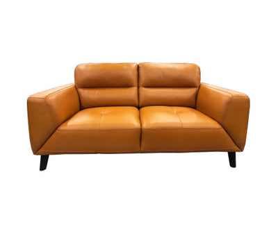 Downy Genuine Leather Sofa 2 Seater Upholstered Lounge Couch - Tangerine