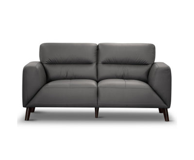 Downy Genuine Leather Sofa 2 Seater Upholstered Lounge Couch - Gunmetal