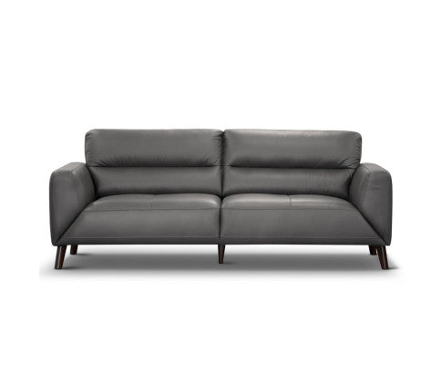 Downy Genuine Leather Sofa 3 Seater Upholstered Lounge Couch - Gunmetal
