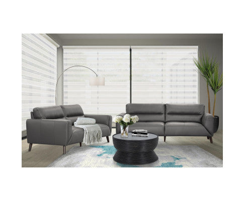Downy Genuine Leather Sofa Set 3 + 2 Seater Upholstered Lounge Couch - Gunmetal