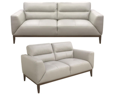 Downy Genuine Leather Sofa Set 3 + 2 Seater Upholstered Lounge Couch - Silver