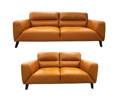 Downy Genuine Leather Sofa Set 3 + 2 Seater Upholstered Lounge Couch Tangerine
