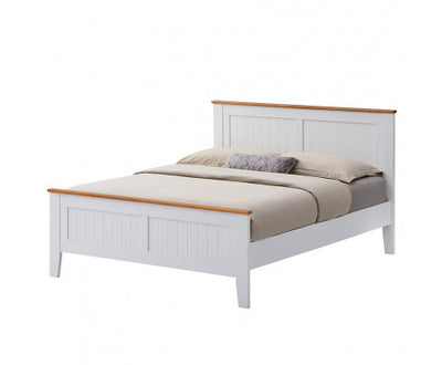 Lobelia Bed Frame Queen Size Mattress Base Solid Rubber Timber Wood - White