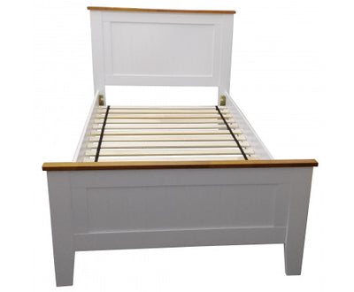 Lobelia Bed Frame King Single Size Mattress Base Solid Rubber Timber Wood -White