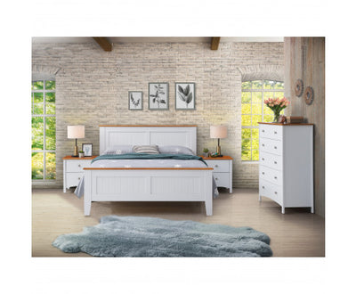 Lobelia 4pc Double Bed Suite Bedside Tallboy Bedroom Furniture Package - White