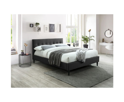 Buttercup Queen Size Bed Frame Timber Mattress Base Fabric Upholstered - Grey
