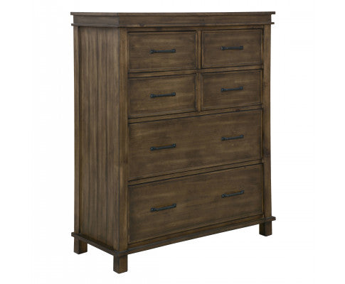 Lily Tallboy 6 Chest of Drawers Solid Pine Wood Bed Storage Cabinet -Rustic Grey
