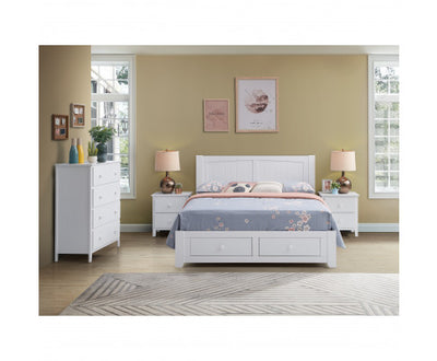 Wisteria 4pc Queen Bed Suite Bedside Tallboy Bedroom Set Furniture Package - WHT
