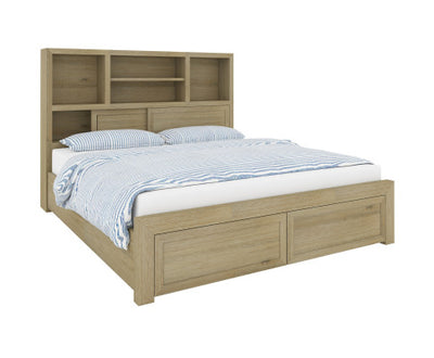 Gracelyn King Bed Frame Solid Wood Mattress Base With Storage Drawers - Smoke