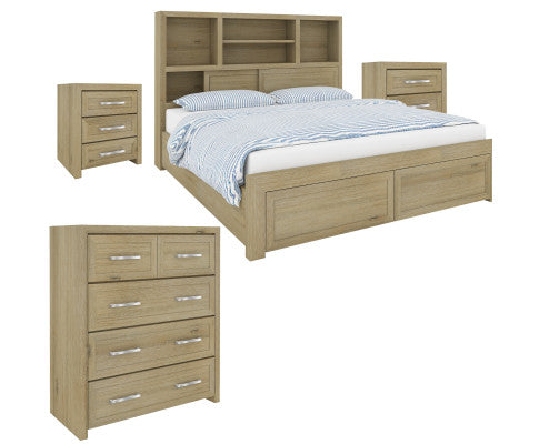 Gracelyn Bedside Nightstand 3 Drawers Storage Cabinet Bedroom Furniture - Smoke