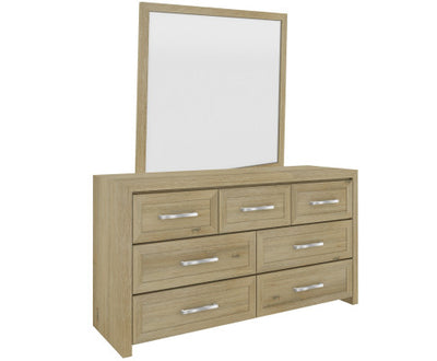 Gracelyn Dresser Mirror 7 Chest of Drawers Solid Wood Bedroom Cabinet - Smoke