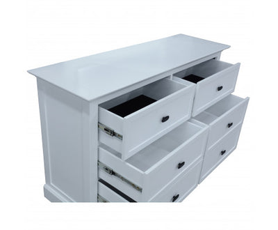 Beechworth Dresser Mirror 6 Chest of Drawers Pine Wood Storage Cabinet - White