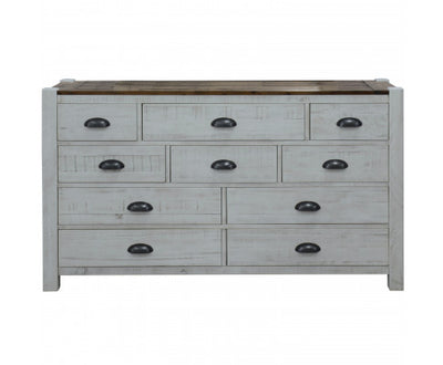 Erica Dresser 10 Chest of Drawers Solid Acacia Timber Wood Cabinet Brown White