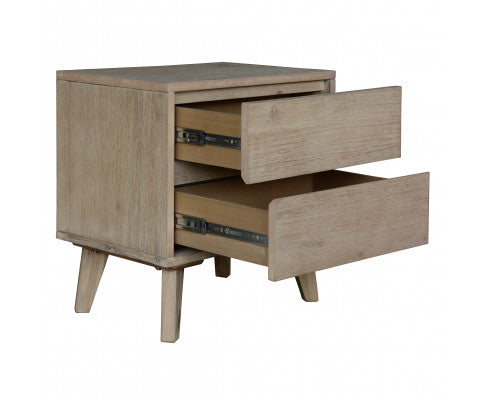 Abelia Bedside Nightstand 2 Drawers Storage Cabinet Shelf Side End Table - Brushed Smoke