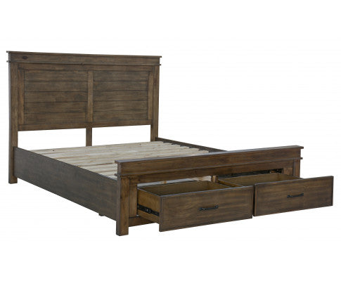 Lily 4pc King Bed Suite Bedside Tallboy Bedroom Furniture Package - Rustic Grey